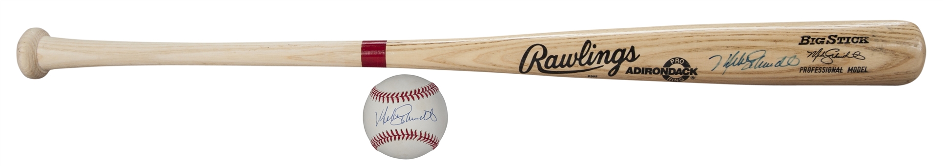 Lot of (2) Mike Schmidt Autographed Baseball and Bat (PSA/DNA)